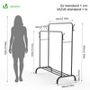 Portant a Vetements Double avec etagere Chaussures 4 Crochets Lateraux 110x58x150cm metal Noir - VOUNOT FR