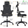 Fauteuil de Bureau Ergonomique pivotant avec appui tête et dossier toile respirant Noir - VOUNOT FR