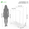 Portant a Vetements Double avec etagere Chaussures 4 Crochets Lateraux 110x58x150cm metal Blanc - VOUNOT FR