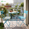 Ensemble bistro extérieur 1 table 2 chaises acier bleu - VOUNOT FR