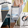 Panier a linge pliable 100L avec sac intérieur cadre bambou et couvercle gris - VOUNOT FR