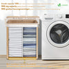 Panier a linge en bambou rectangulaire double compartiments avec couvercle 100L - VOUNOT FR