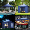 Tonnelle de jardin renforcée 3x3m pliable avec 4 parois et sac de transport a roulette bleue - VOUNOT FR