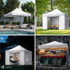 Tonnelle de jardin renforcée 3x3m pliable avec 4 parois et sac de transport a roulette blanche - VOUNOT FR