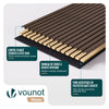 Lot de 6 panneaux acoustiques muraux Tasseaux en bois MDF avec feutre noir 120x60x2.1cm chêne foncé - VOUNOT FR