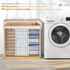 Panier a linge en bambou rectangulaire triple compartiments avec couvercle 150L - VOUNOT FR
