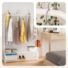 Portant a vetement double avec 2 niveaux etageres chaussures 4 Crochets Lateraux 108x35x145cm metal Blanc - VOUNOT FR