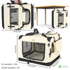 Sac transport pliable chien chat caisse cage portable 82x60x60cm beige - VOUNOT FR