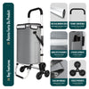 Chariot de courses pliable monte escalier aluminium avec sac isotherme gris - VOUNOT FR