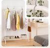 Portant a Vetements Double avec etagere Chaussures 4 Crochets Lateraux 108x58x146cm metal Blanc - VOUNOT FR