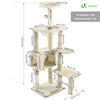 Arbre à Chat 138cm avec Griffoir Plateforme Niche et Capsule Spatiale beige - VOUNOT FR