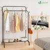 Portant a Vetements Double avec etagere Chaussures 4 Crochets Lateraux 110x58x150cm metal Noir - VOUNOT FR