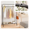 Portant a Vetements Double avec etagere Chaussures 4 Crochets Lateraux 108x58x146cm metal Noir - VOUNOT FR
