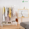 Portant a Vetements avec etagere Chaussures 8 Crochets Lateraux 110x41x150cm metal Blanc - VOUNOT FR