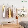 Portant a Vetements Double avec etagere Chaussures 4 Crochets Lateraux 110x58x150cm metal Blanc - VOUNOT FR