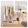 Portant a Vetements avec etagere Chaussures 8 Crochets Lateraux 110x41x147cm metal Blanc