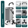 Chariot de courses pliable monte escalier aluminium avec sac isotherme gris - VOUNOT FR