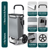 Chariot de course pliable aluminium 2 roues avec sac isotherme gris - VOUNOT FR