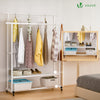 Portant a Vetements double avec roulettes et 2 etageres de rangement 120x40x146cm metal Blanc - VOUNOT FR