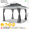Tonnelle de jardin exterieure pliable avec moustiquaire 3.6x3.6m gris - VOUNOT FR