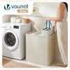 Panier a linge 3 compartiments et sacs amovibles auto ajustant avec couvercle 170L Beige - VOUNOT FR