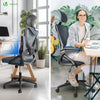 Fauteuil de Bureau Ergonomique pivotant avec appui tête et dossier toile respirant Gris - VOUNOT FR