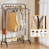 Portant a Vetements Double avec etagere Chaussures 4 Crochets Lateraux 110x58x150cm metal Noir - VOUNOT FR