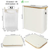 Panier a linge pliable 145L avec sac intérieur cadre bambou et couvercle beige - VOUNOT FR