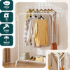 Portant a Vetements Double avec etagere Chaussures 4 Crochets Lateraux 108x58x146cm metal Blanc - VOUNOT FR