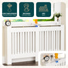 Cache radiateur en MDF avec lattes et etagere 152×19×82 cm Blanc - VOUNOT FR