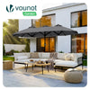 Parasol Jardin Double Aluminium 150 x 300 cm gris - VOUNOT FR