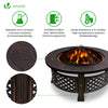 Brasero exterieur en metal avec grille, pare-etincelles tisonnier diametre 81cm noir - VOUNOT FR