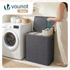 Panier a linge 3 compartiments et sacs amovibles auto ajustant avec couvercle 170L Anthracite - VOUNOT FR