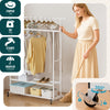 Portant a Vetements double avec roulettes et 2 etageres de rangement 121x40x147cm metal Blanc - VOUNOT FR