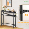Console table 2 niveaux style industriel en metal et MDF 80x24x80 cm Noir - VOUNOT FR