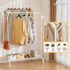 Portant a Vetements Double avec etagere Chaussures 4 Crochets Lateraux 110x58x150cm metal Blanc - VOUNOT FR