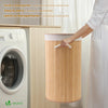 Panier a linge en bambou rond avec couvercle 58L - VOUNOT FR
