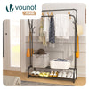 Portant a vetement double avec 2 niveaux etageres chaussures 4 Crochets Lateraux 108x35x145cm metal Noir - VOUNOT FR
