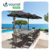 Parasol Jardin Double Aluminium 150 x 300 cm gris - VOUNOT FR