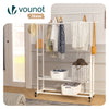 Portant a Vetements double avec roulettes et 2 etageres de rangement 121x40x147cm metal Blanc - VOUNOT FR