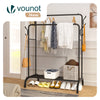 Portant a Vetements Double avec etagere Chaussures 4 Crochets Lateraux 108x58x146cm metal Noir - VOUNOT FR