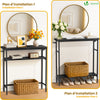 Console table 2 niveaux style industriel en metal et MDF 80x24x80 cm Noir - VOUNOT FR