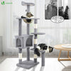 Arbre à Chat 138cm avec Griffoir Plateforme Niche et Capsule Spatiale gris - VOUNOT FR