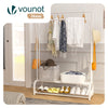 Portant a vetement double avec 2 niveaux etageres chaussures 4 Crochets Lateraux 108x35x145cm metal Blanc - VOUNOT FR