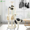 Arbre à Chat 138cm avec Griffoir Plateforme Niche et Capsule Spatiale beige - VOUNOT FR