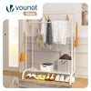 Portant a Vetements Double avec etagere Chaussures 4 Crochets Lateraux 108x58x146cm metal Blanc - VOUNOT FR