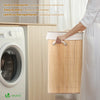 Panier a linge en bambou d’angle avec couvercle 58L - VOUNOT FR