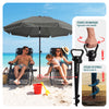 Parasol de jardin 2m avec ancrage sol et sac de transport Gris - VOUNOT FR
