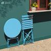 Ensemble bistro extérieur 1 table 2 chaises acier bleu - VOUNOT FR