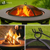 Brasero exterieur en metal avec grille, pare-etincelles tisonnier diametre 81cm noir - VOUNOT FR